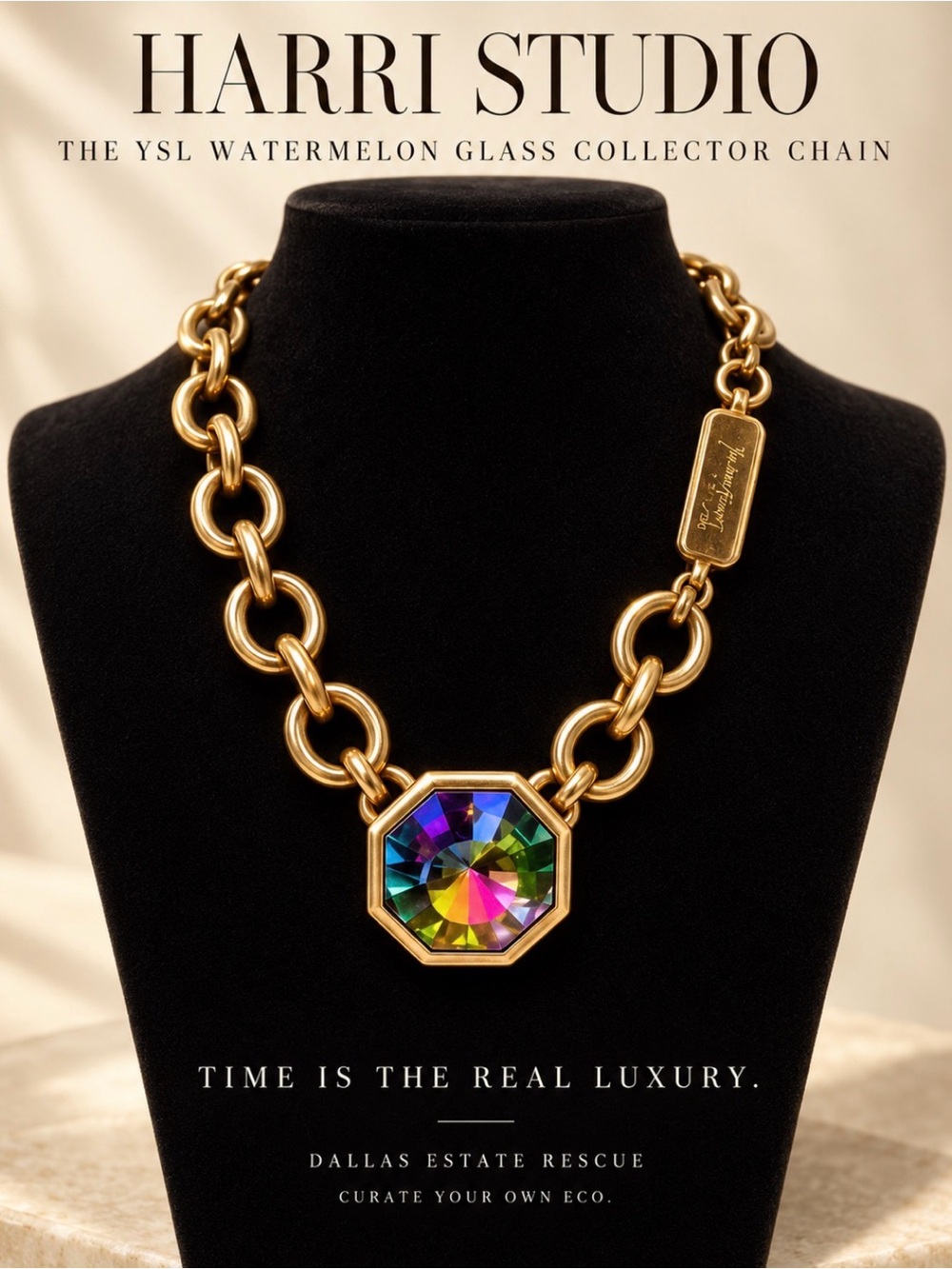 1980s Vintage Watermelon Crystal Bold Chain | YSL - Limited Edition